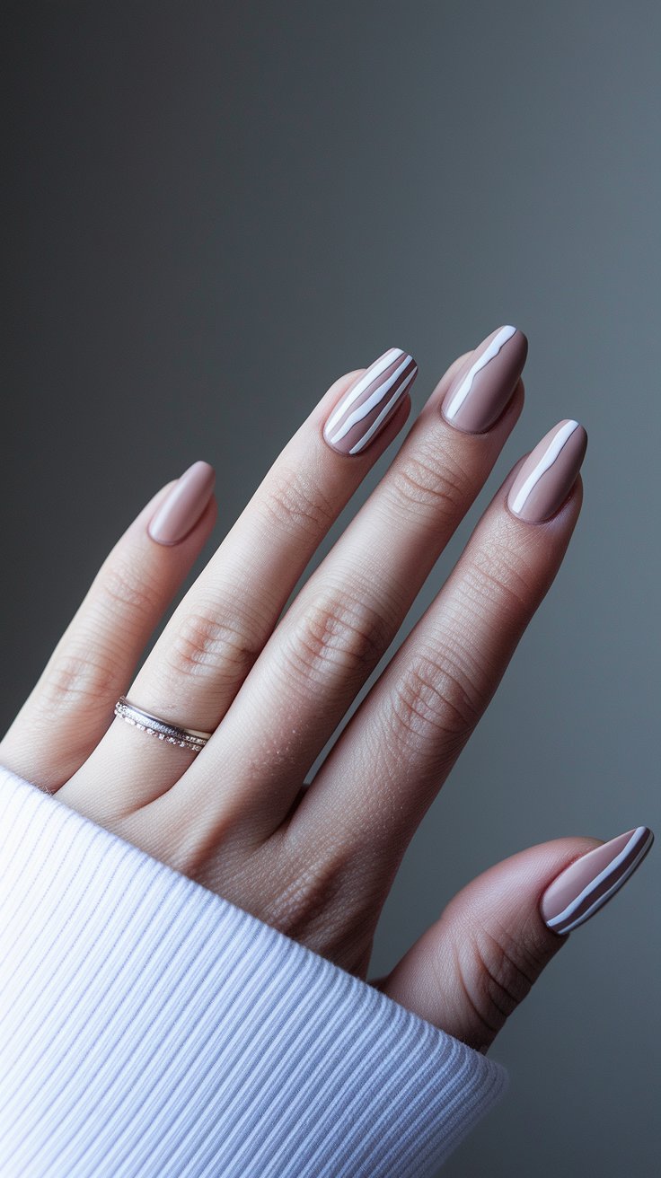 Matte Nude with Glossy White Stripes