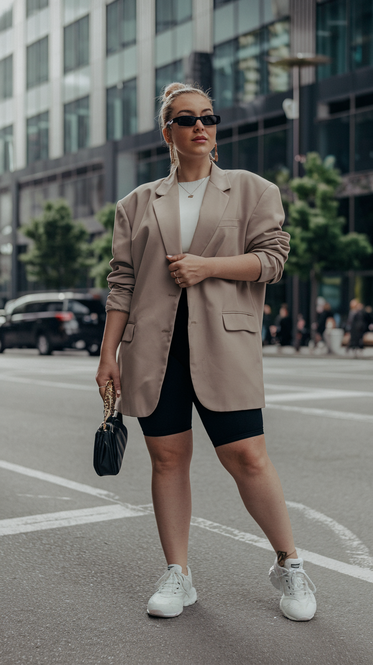 Oversized Blazer & Biker Shorts Combo