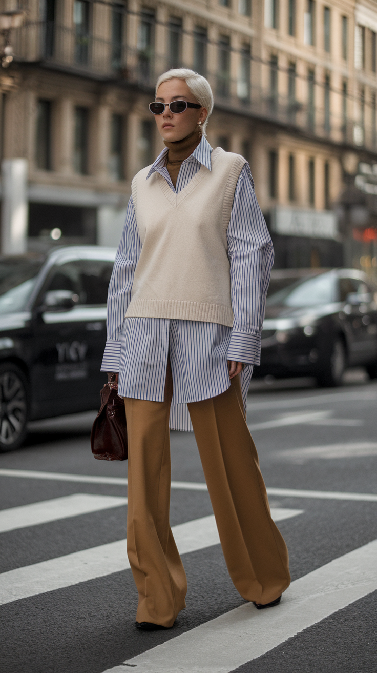 Oversized Shirt + Sweater Vest