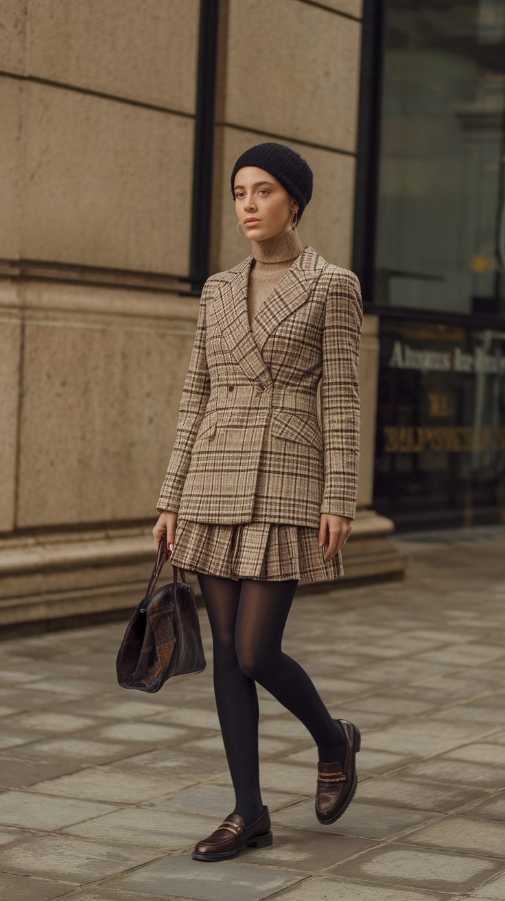 Plaid Blazer + Mini Skirt
