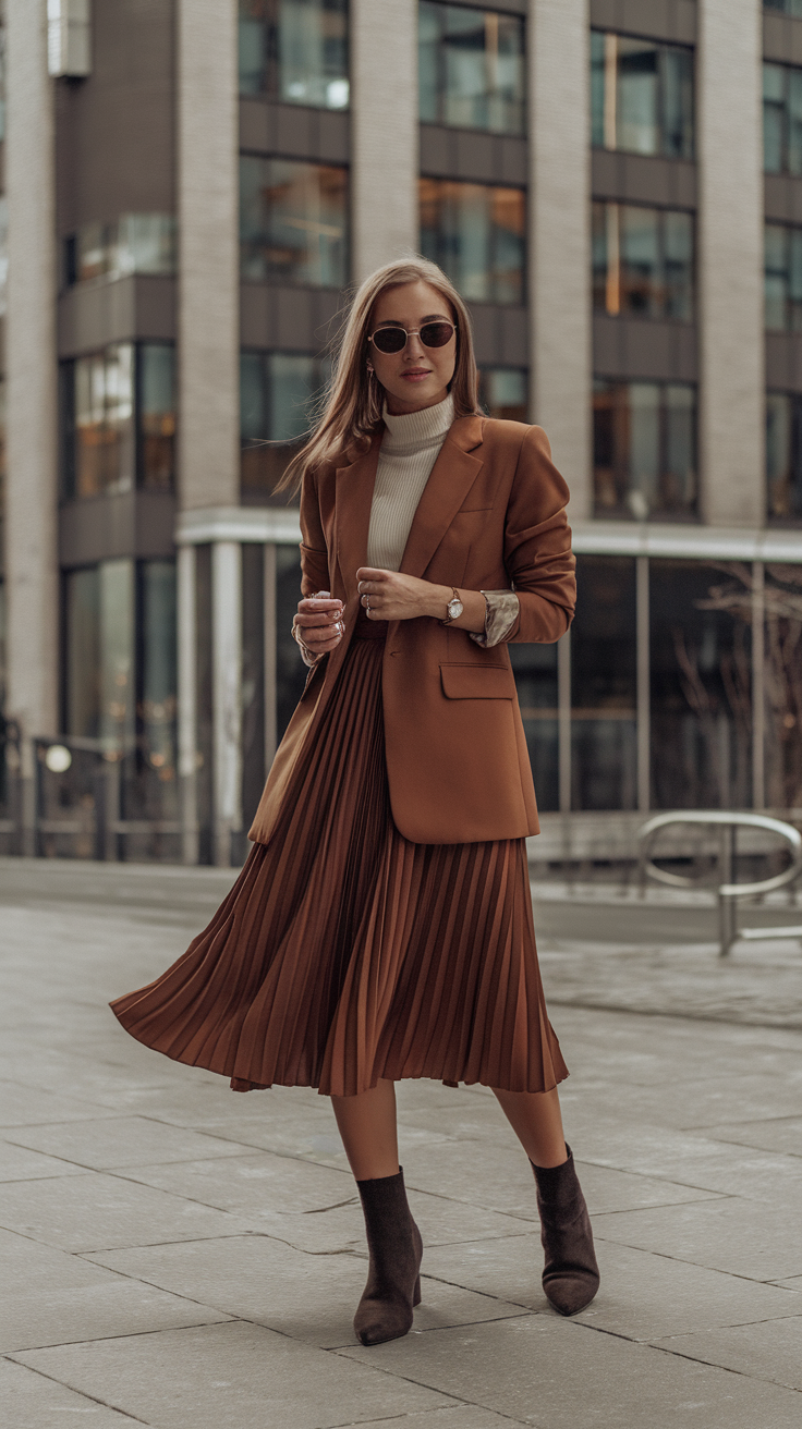 Pleated Skirt + Fitted Blazer