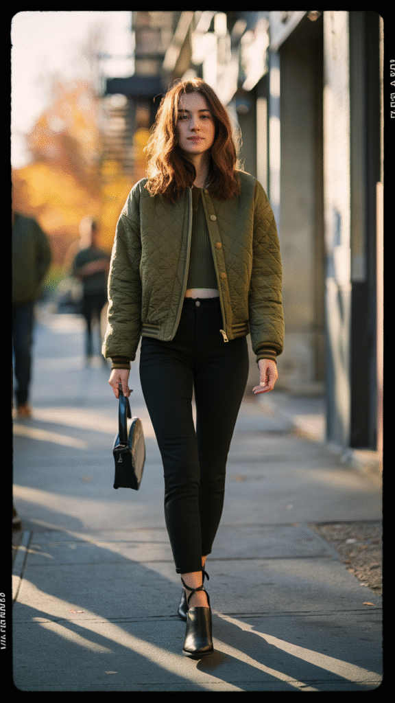 Quilted Jacket + Skinny Trousers
