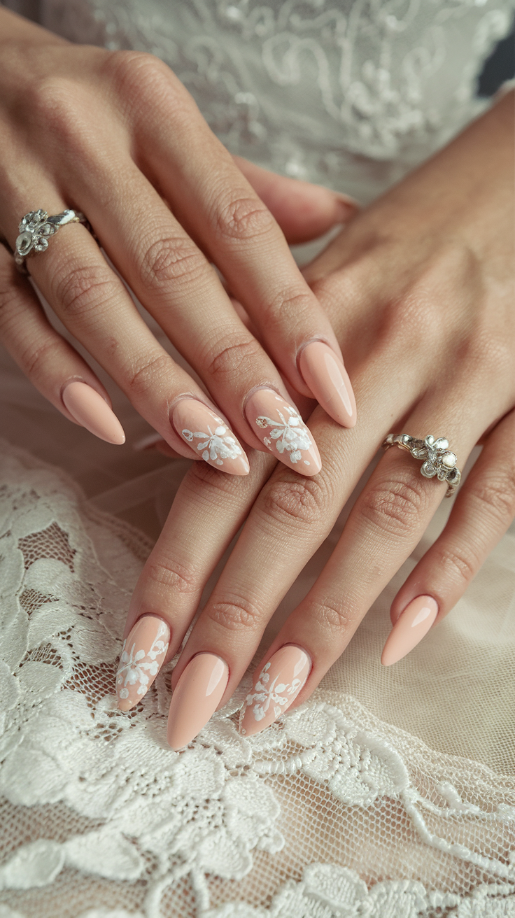 Soft Peach with White Floral Tips