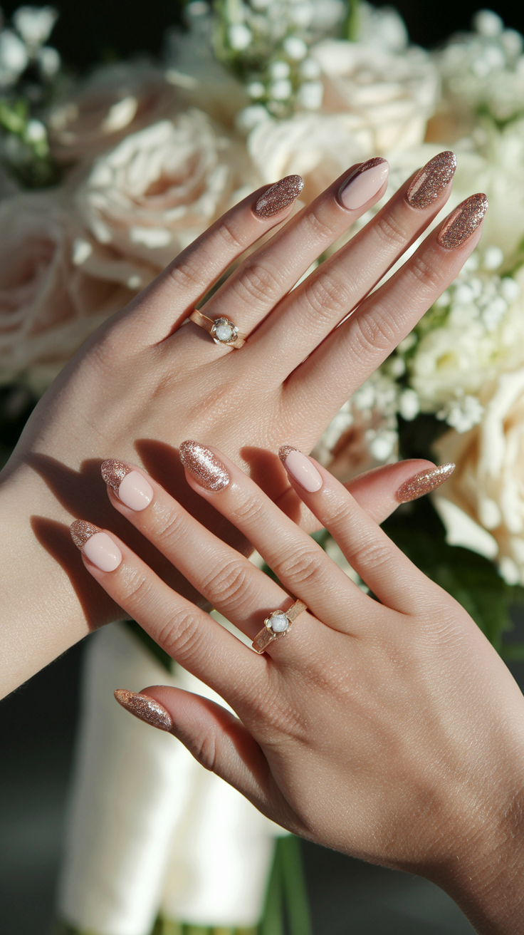 Sparkly Nude Acrylic Nails