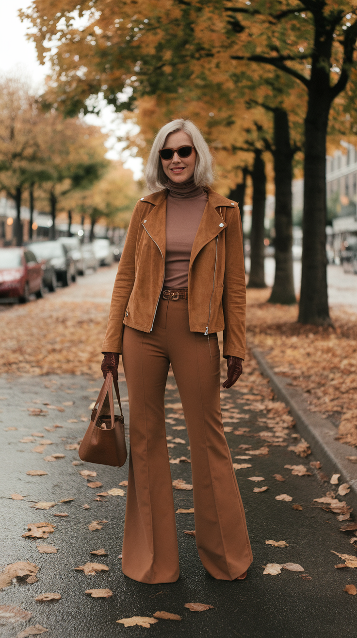 Suede Jacket + Flared Pants