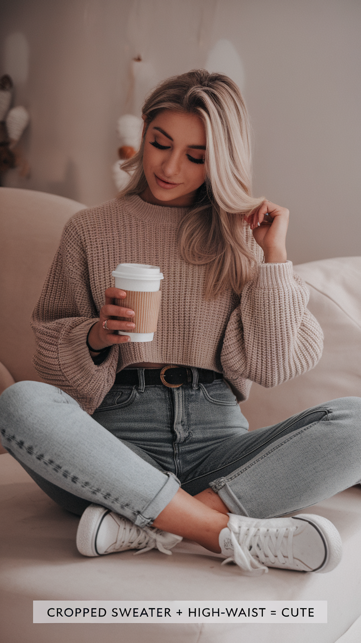 The Cropped Sweater + High-Waisted Jeans
