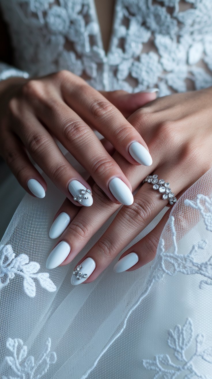 White Acrylics with Subtle Rhinestone Details