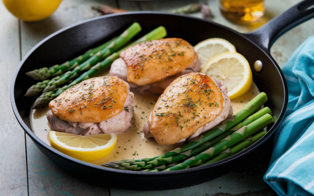 Lemon Garlic Butter Chicken with Asparagus