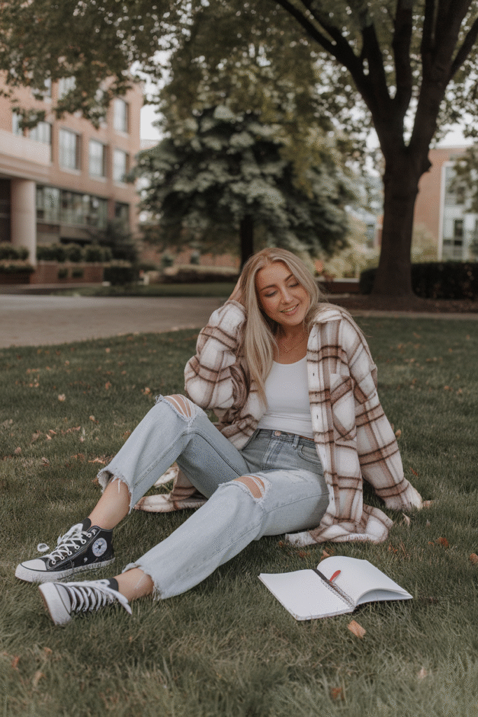 Oversized Flannel + Tank + Jeans