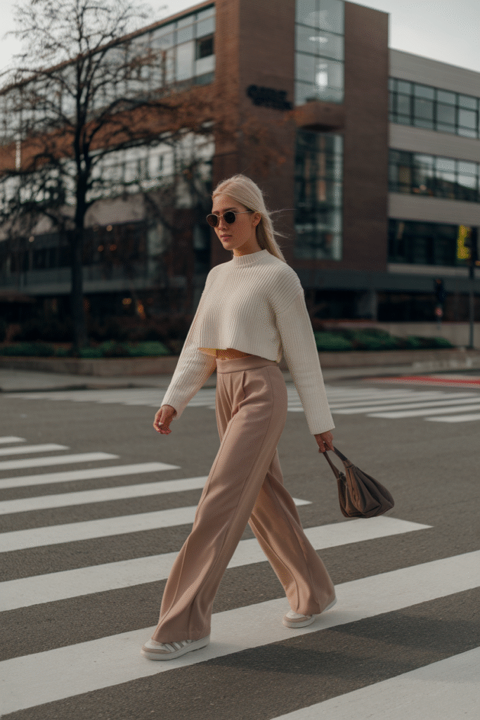 Wide-Leg Pants + Cropped Sweater