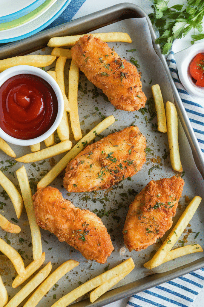 Sheet Pan Chicken Tenders & Fries
