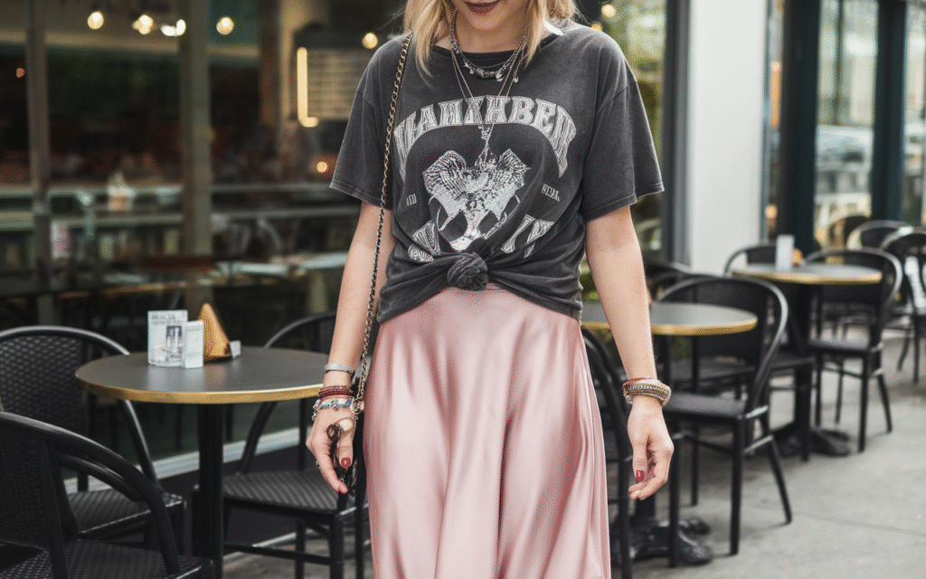 Midi Skirt + Graphic Tee