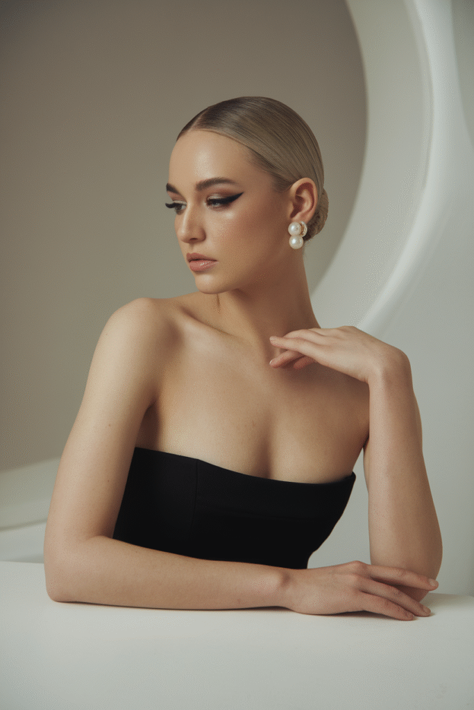 The Low Bun with Middle Part