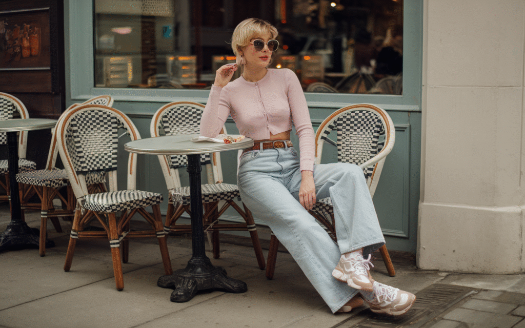 Wide-Leg Jeans + Cropped Cardigan