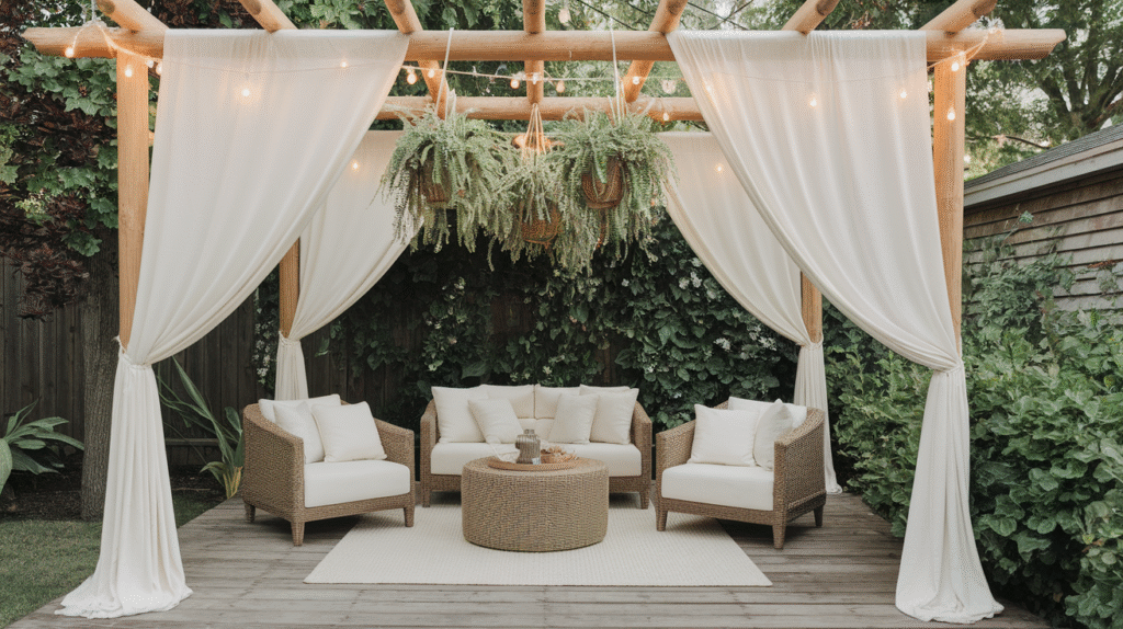 Build a Pergola (or Fake One with Curtains)