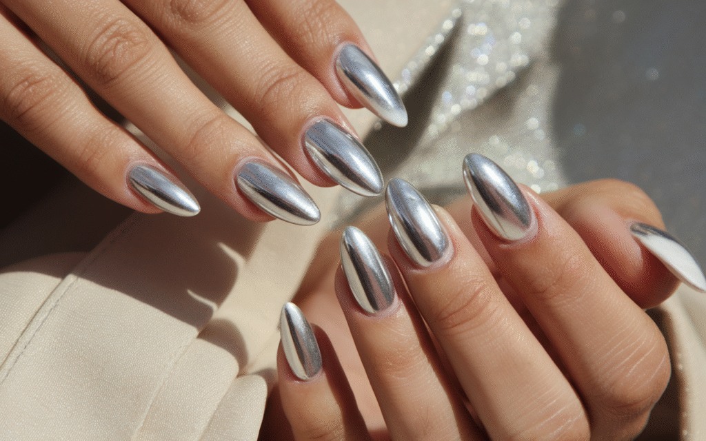 Milky Chrome Nails