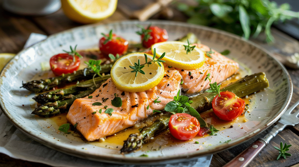 Baked Salmon with Garlic and Herbs