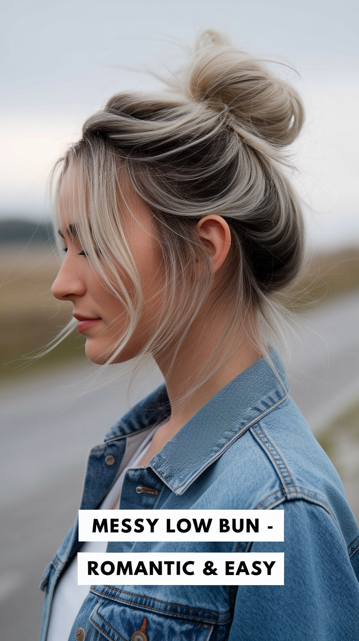 Messy Low Bun with Tendrils