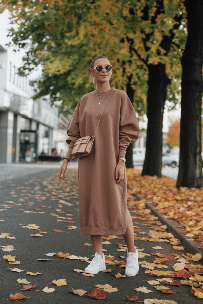 Sweatshirt Dress + Sneakers