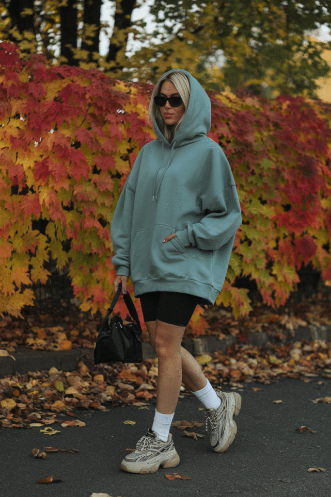 Oversized Hoodie + Biker Shorts