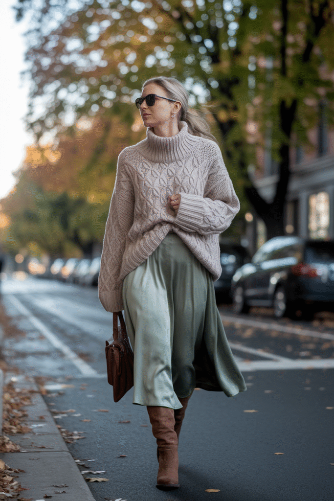 Midi Skirts + Chunky Sweaters