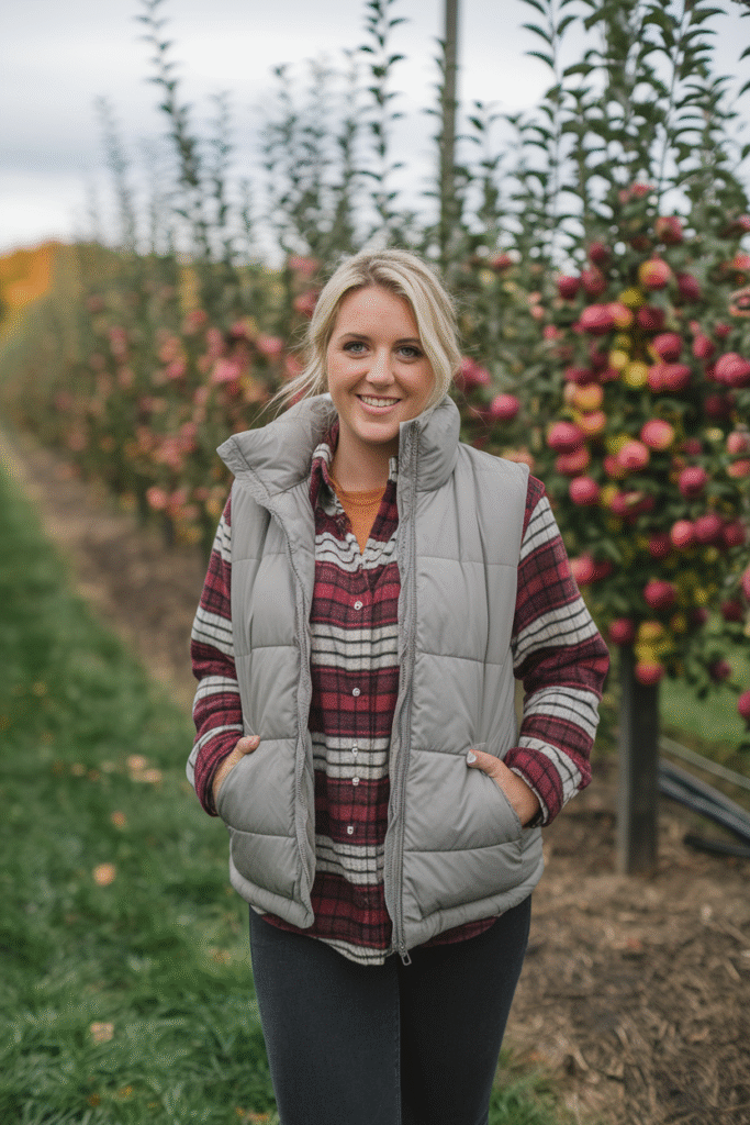 Puffer Vest + Flannel