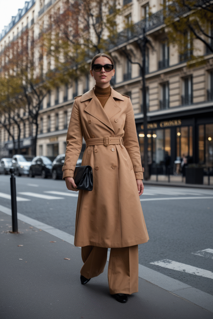 Trench Coat + Wide-Leg Trousers
