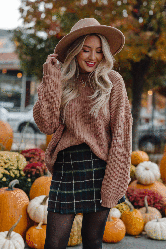 Chunky Sweater + Mini Skirt