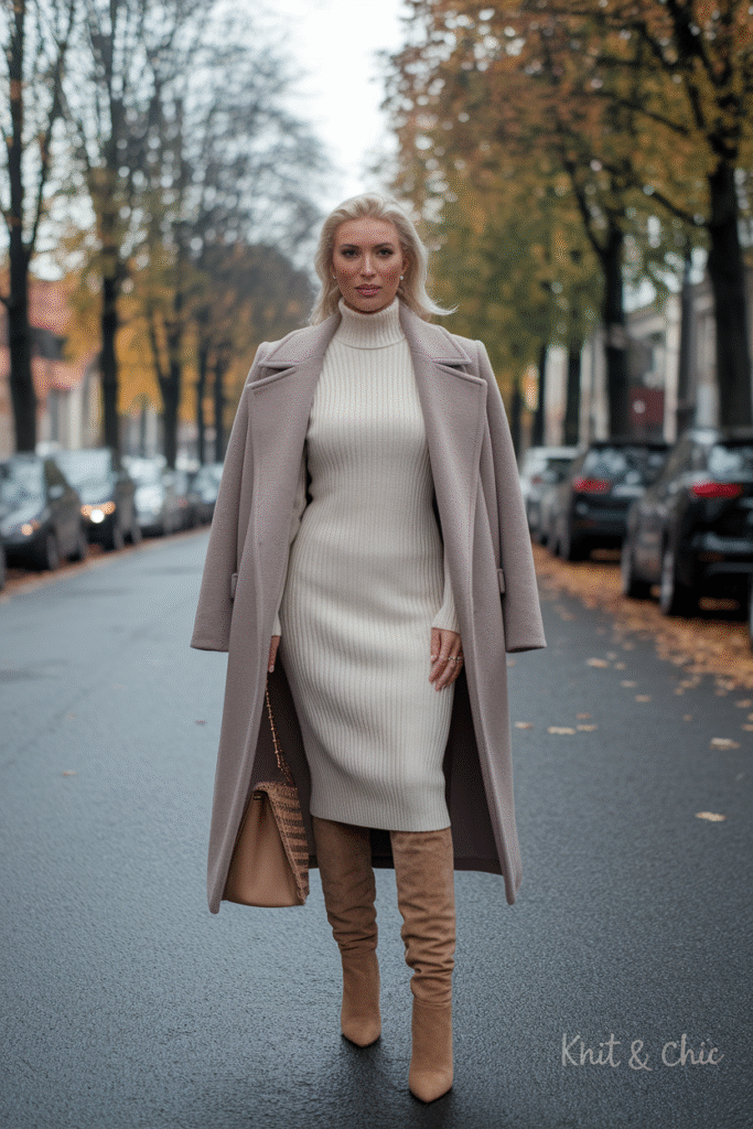 Knit Dress + Knee-High Boots