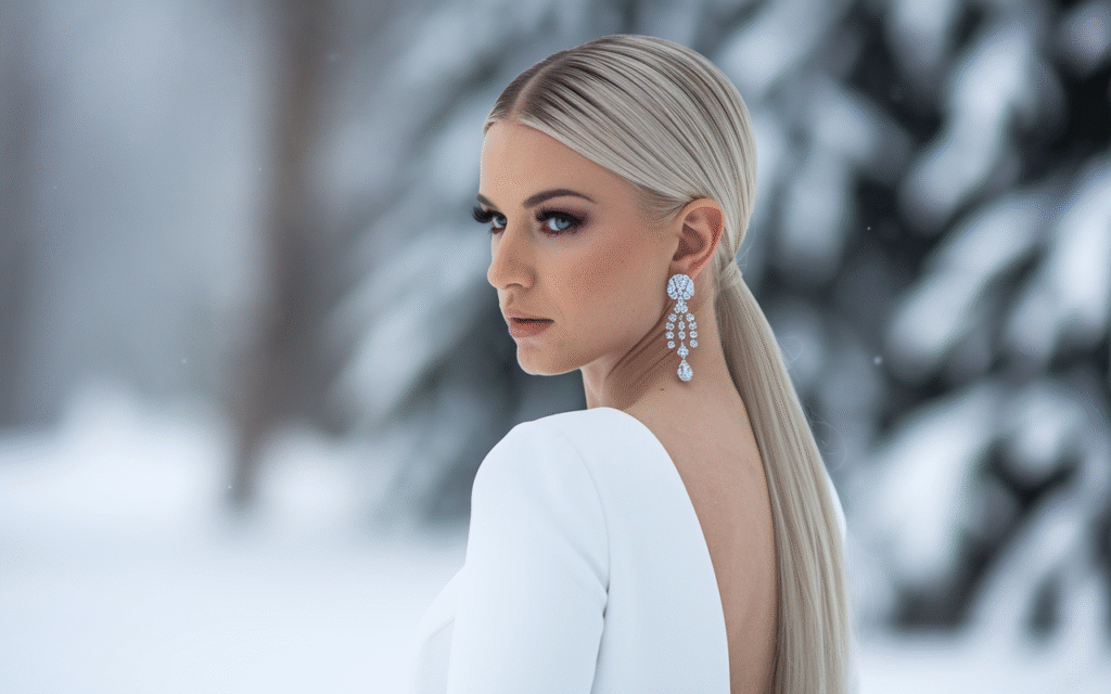 Sleek Ponytail With Winter Glam