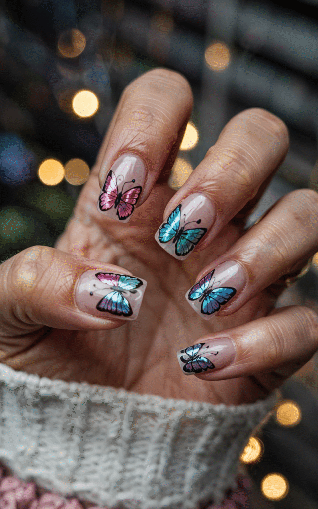 Negative Space Butterfly Nails