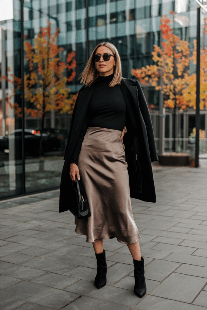 Turtleneck + Midi Skirt
