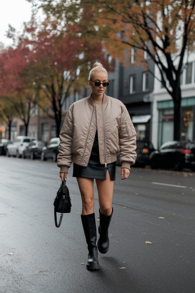 Bomber Jacket + Mini Skirt