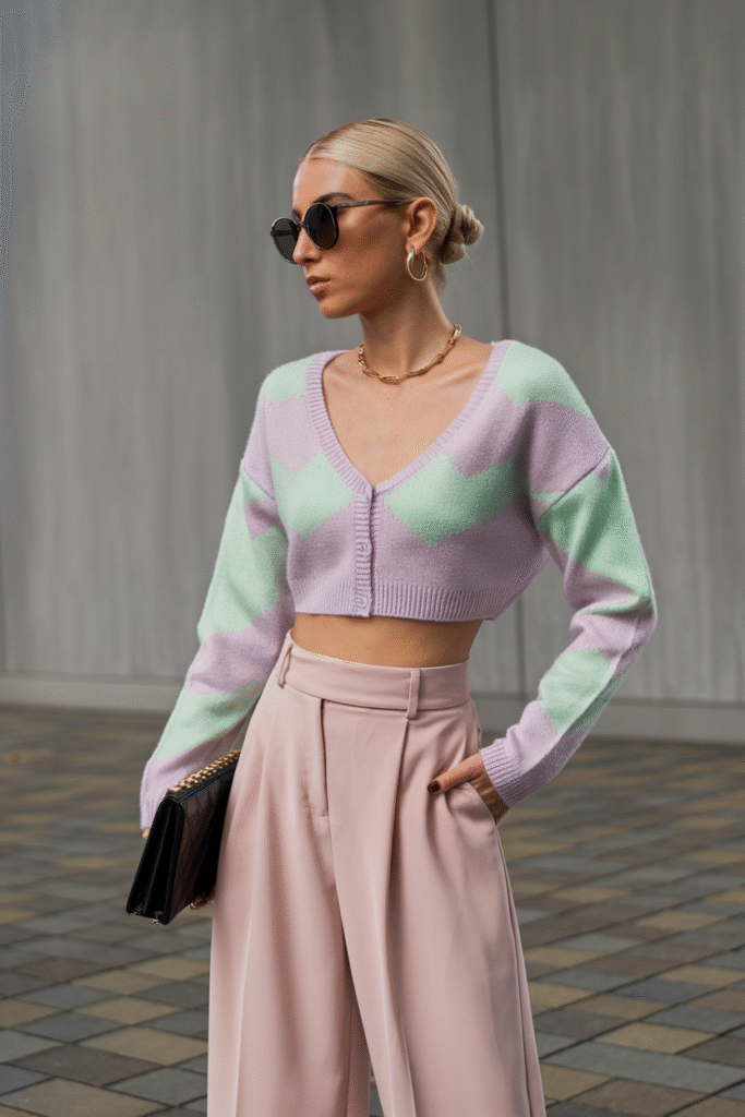 Cropped Cardigan + Wide-Leg Pants