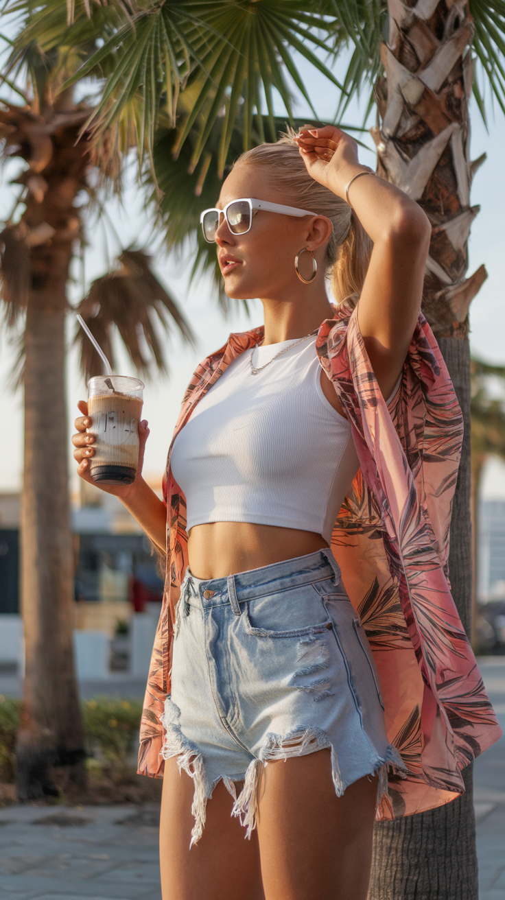 High-Waisted Shorts + Crop Top Combo