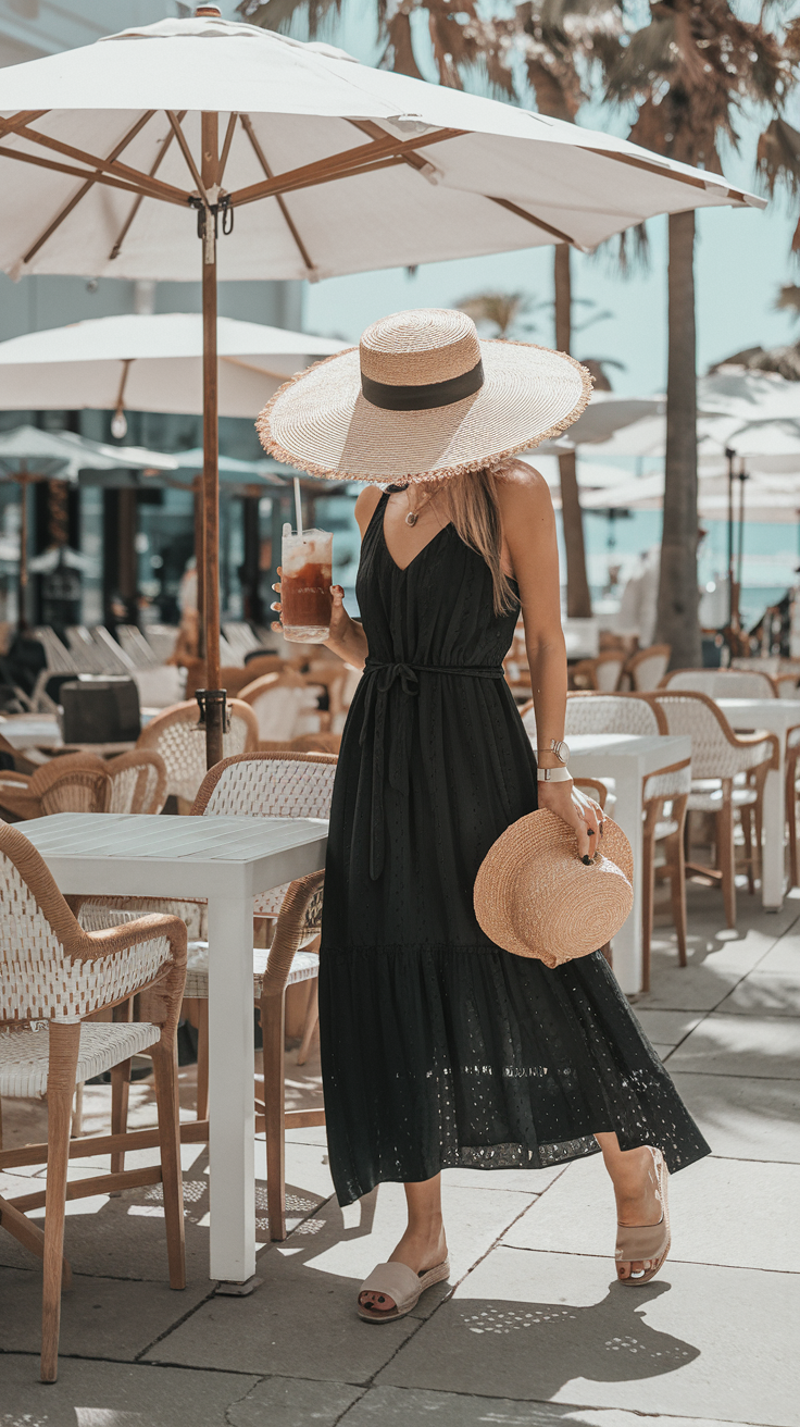 LBD + Straw Hat + Espadrilles