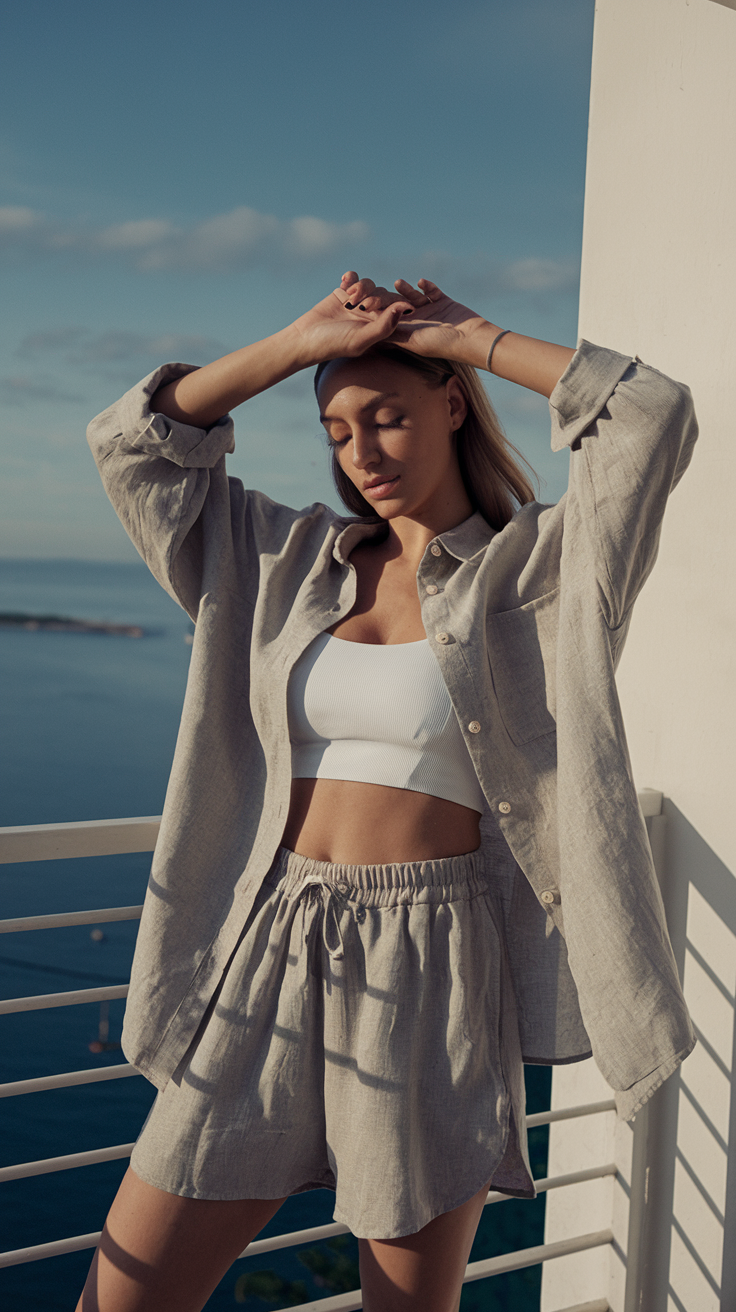 Linen Shorts + Button-Up Shirt