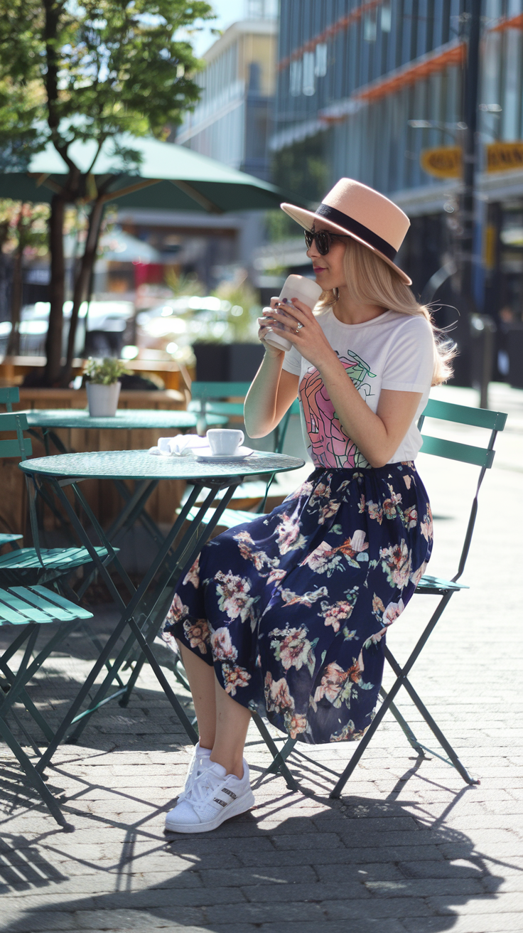 Midi Skirt + Graphic Tee
