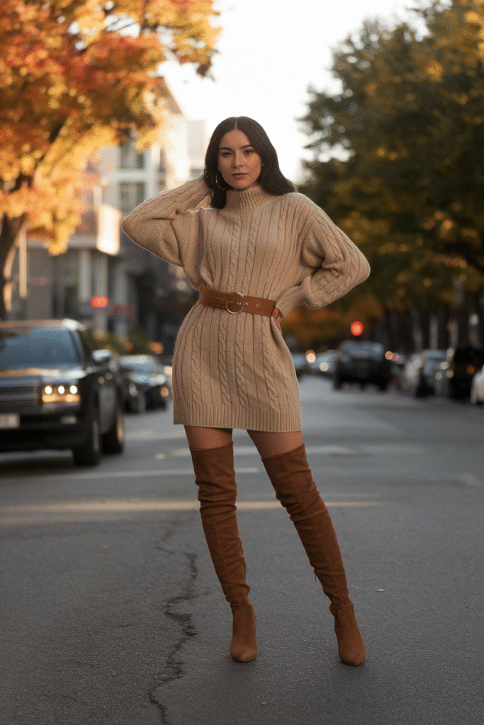 Sweater Dress & Belt Combo