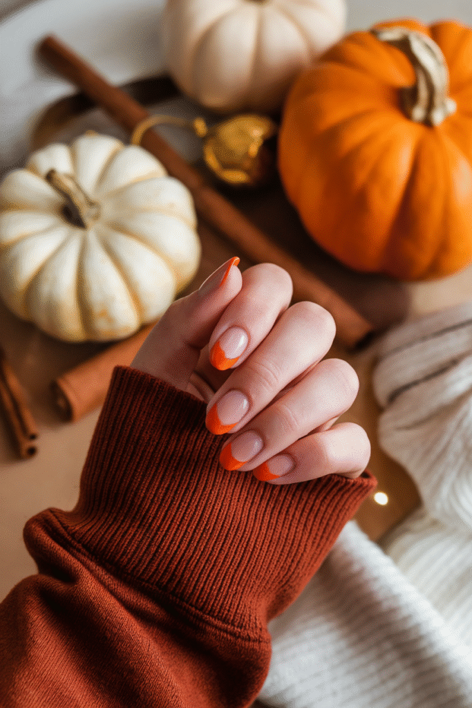 Pumpkin Spice French Tips