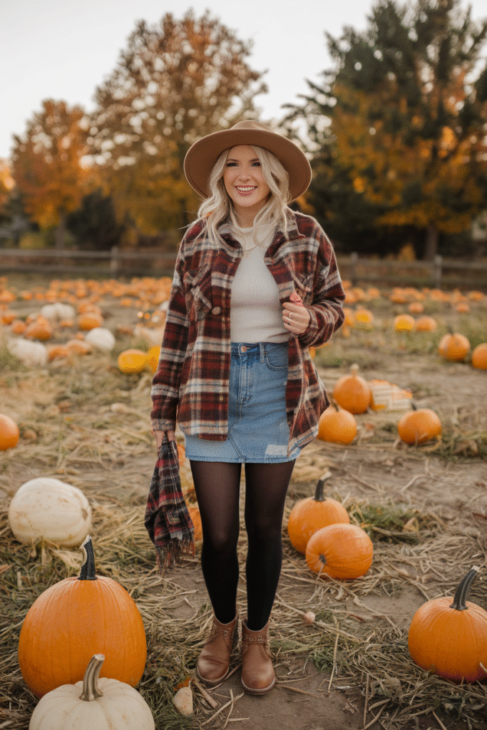 Flannel + Denim Skirt