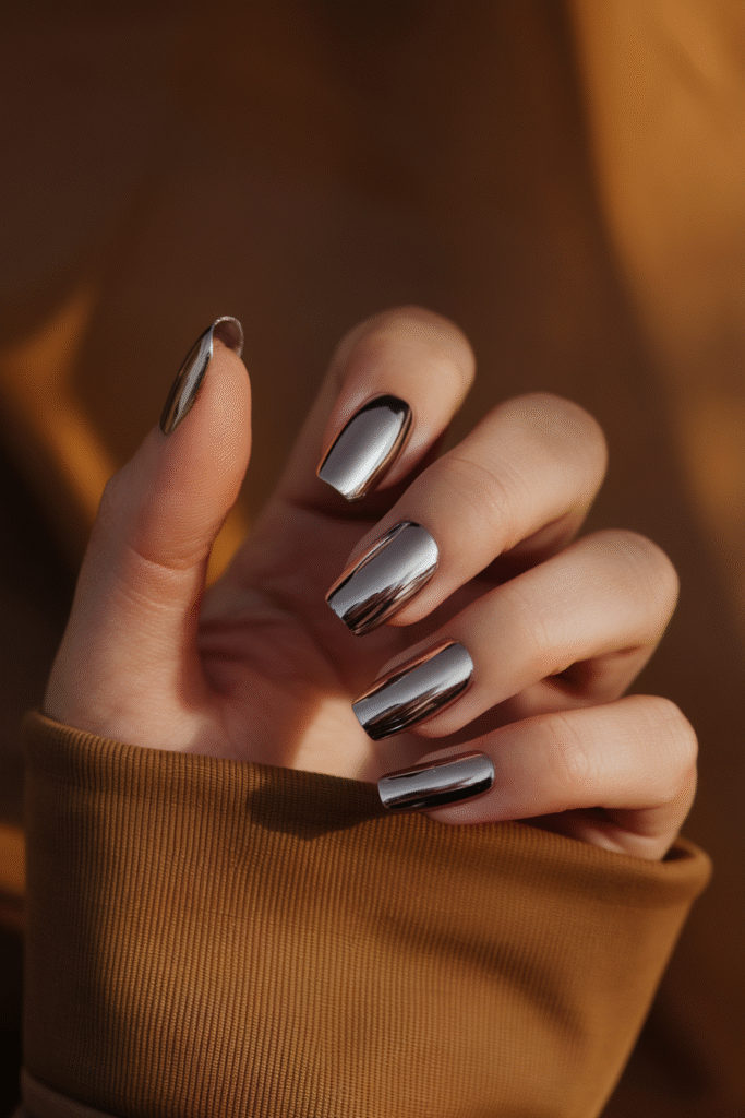 Mocha Chrome Nails