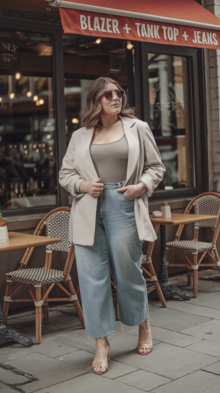 Blazer + Tank Top + Jeans
