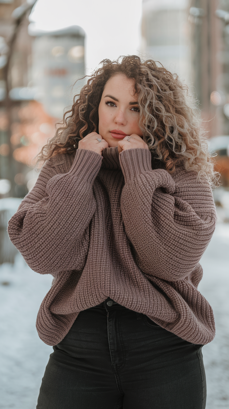 Chunky Knit Sweater + High-Waisted Jeans