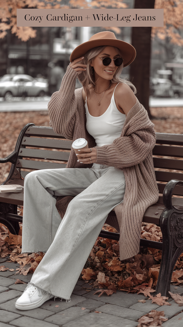Cozy Cardigan + Wide-Leg Jeans