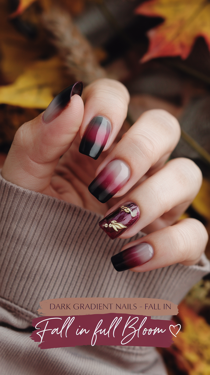 Dark Gradient with Leaf Designs
