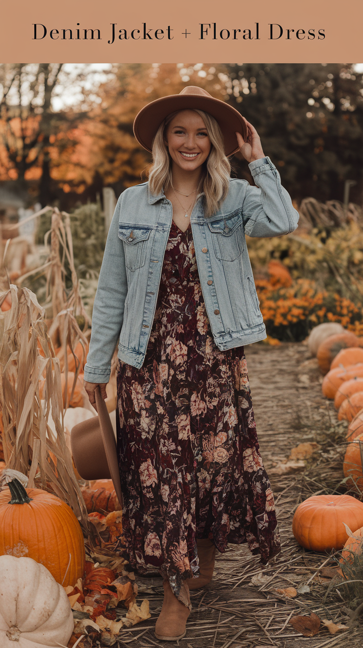 Denim Jacket + Floral Dress