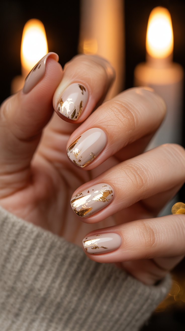Gold Foil Glazed Nails
