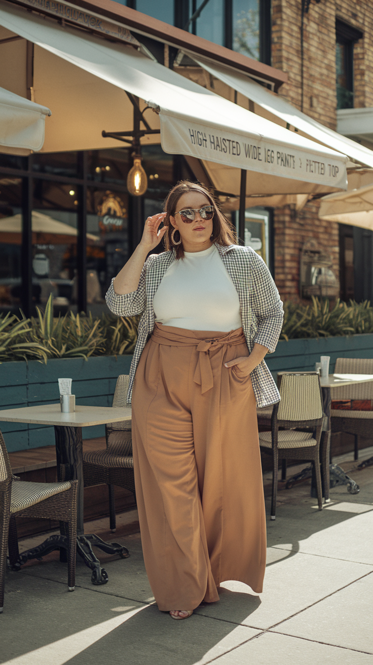 High-Waisted Wide-Leg Pants + Fitted Top