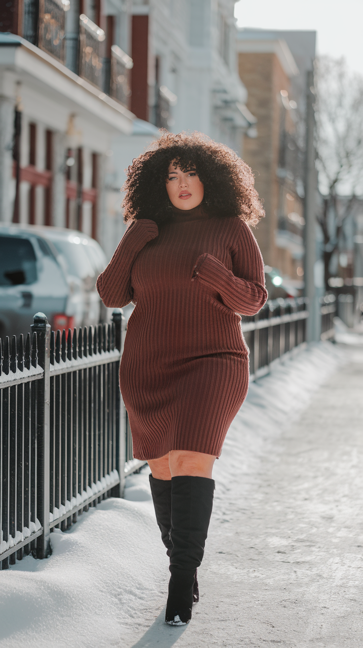 Knee-High Boots + Sweater Dress